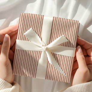 Beige Burgundy Striped Wrapping Paper