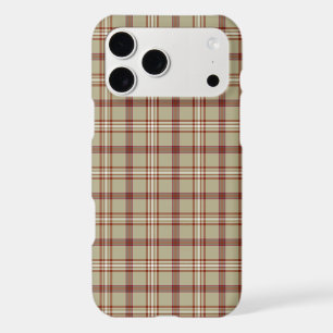 Beige Burgundy White Plaid Classic iPhone Case