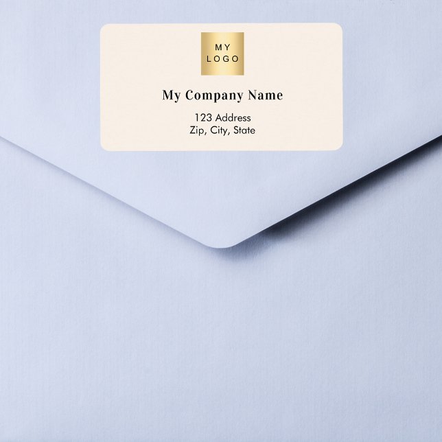 Beige business logo return address label (Creator Uploaded)