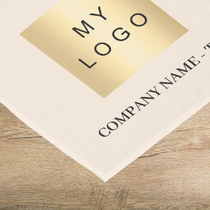 Beige business logo text short table runner