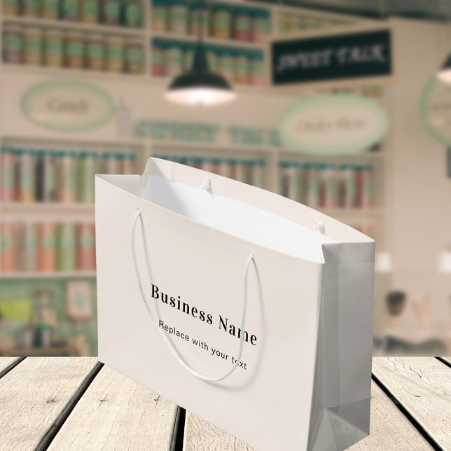 Beige business name text large gift bag (Creator Uploaded)