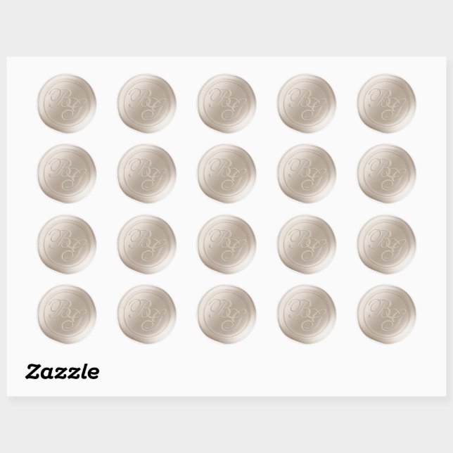 Beige Calligraphy Monogram Wax Seal Stickers (Sheet)