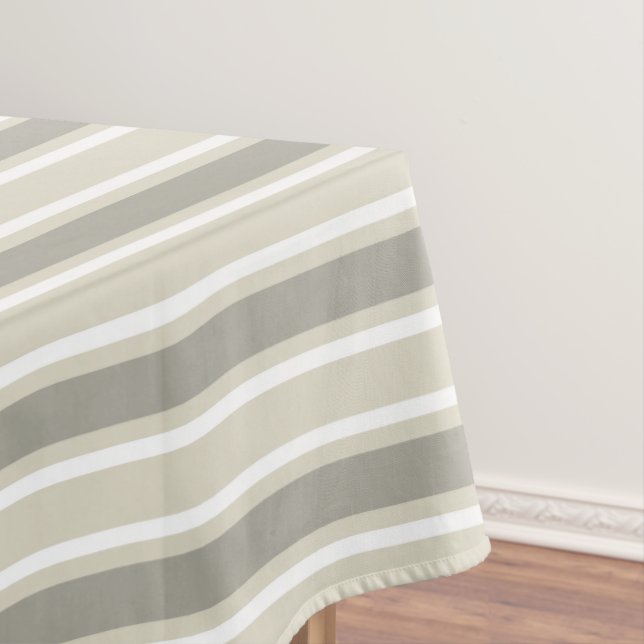 Beige candy stripes tablecloth (In Situ)