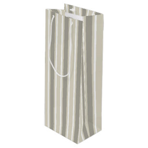 Beige candy stripes wine gift bag