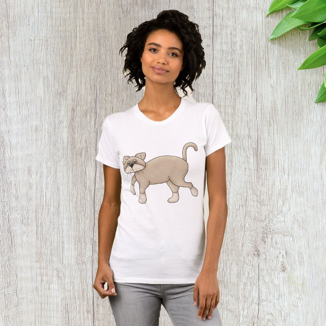 Beige Cat Drawing with Green Eyes T-Shirt (Creator Uploaded)