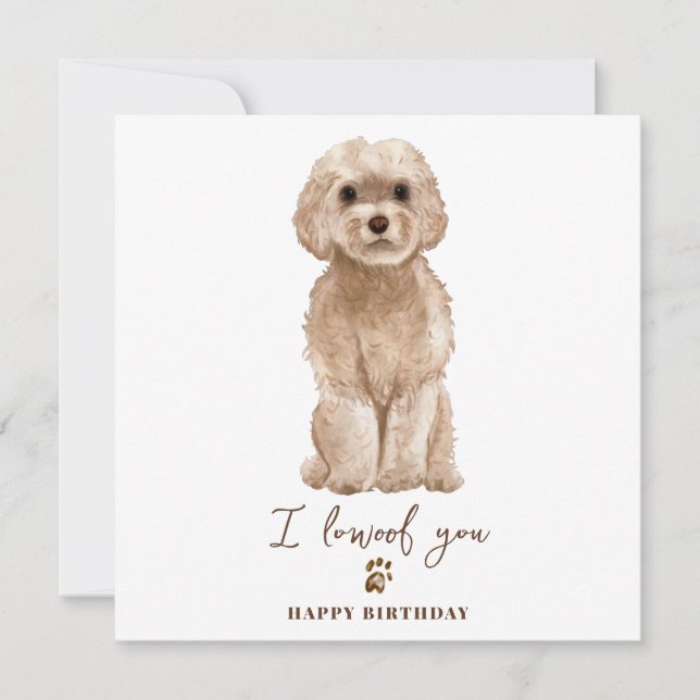 Beige Cavapoo Dog Mum Puppy Pets Birthday Card (Front)