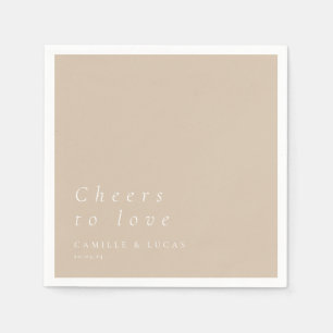 Beige Cheers To Love Personalised Wedding Napkin