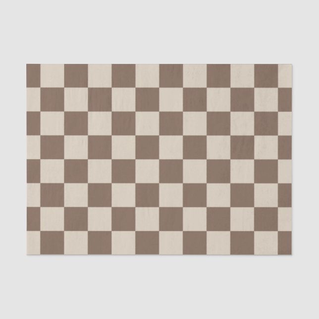 Beige Chequerboard Pattern Tissue Paper (Front)