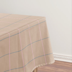 Beige Chequered 100%Cotton Tablecloht Tablecloth
