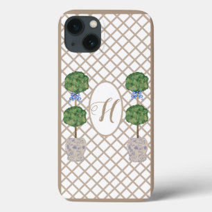 Beige Chinoiserie Ginger Jar Jars Topiary Basket iPhone 13 Case
