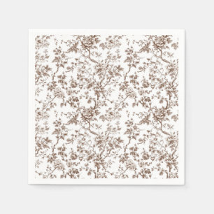 Beige Chinoiserie Rose Garden Cocktail Napkins