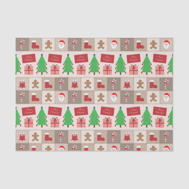 Beige Christmas Pattern Tissue Paper (Front)