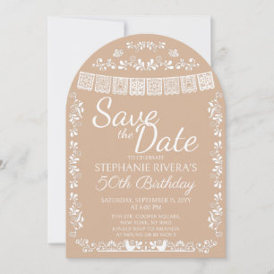 Beige Cielito Lindo Save the Date 50th Birthday Invitation