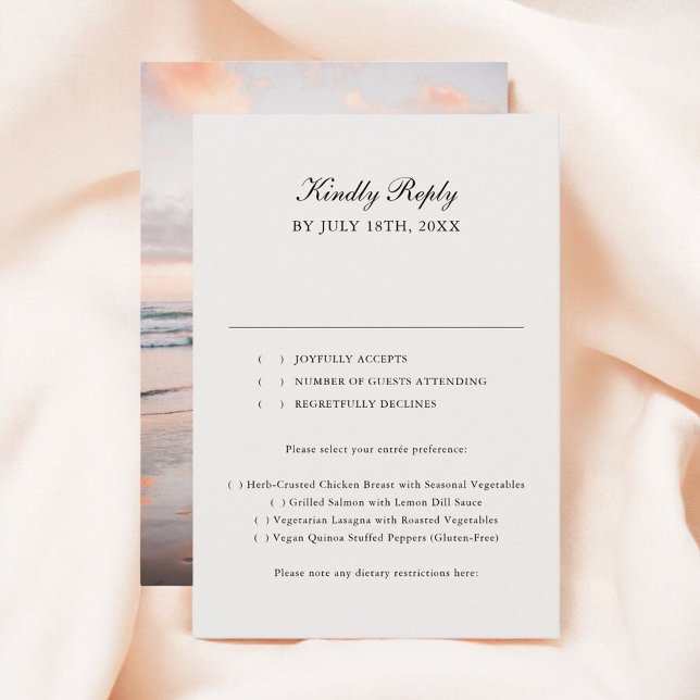 Beige Classic Calligraphy Photo Wedding RSVP (Creator Uploaded)