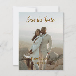 BEIGE CLASSIC ELEGANT COUPLE ADD QR SAVE THE DATE CARD