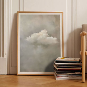 Beige Cloud Print Moody Cloud Painting Beige Wall