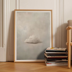 Beige Cloud Print Moody Cloud Painting Beige Wall