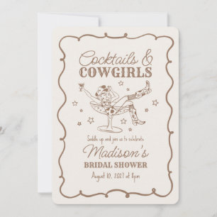 Beige Cocktail and Cowgirl Nashville Bridal Shower Invitation