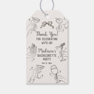 Beige Cocktail Party Retro Bachelorette Favour Gift Tags