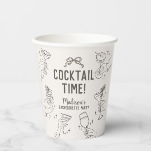 Beige Cocktail Party Retro Bachelorette Party Paper Cups