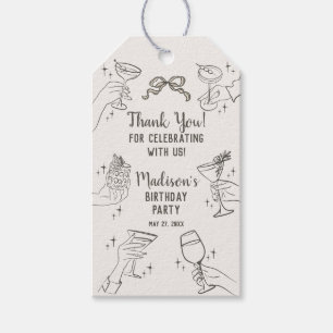 Beige Cocktail Party Retro Birthday Party Favour Gift Tags