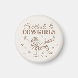 Beige Cocktails and Cowgirls Bachelorette Favors Magnet