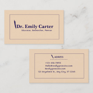 Beige college professor business card