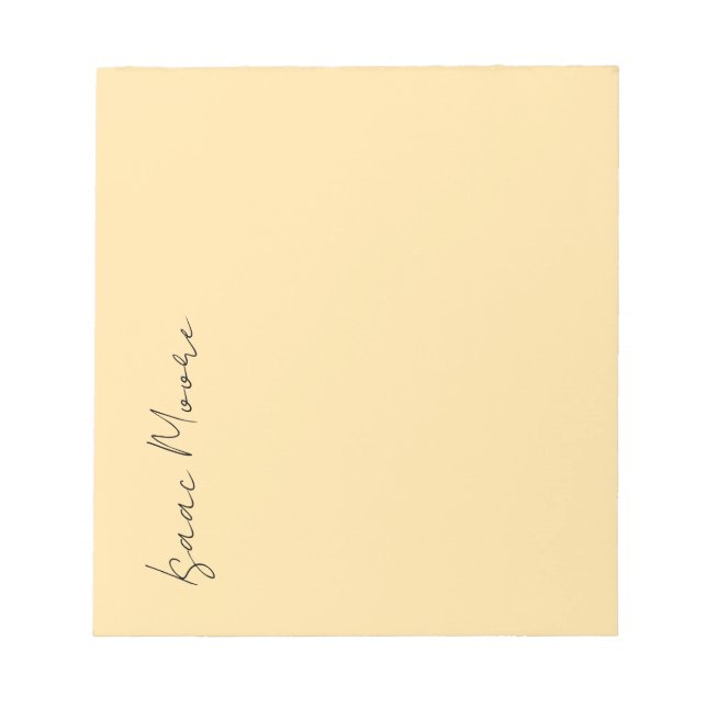 Beige Color Plain Elegant Script Calligraphy Name Notepad (Front)