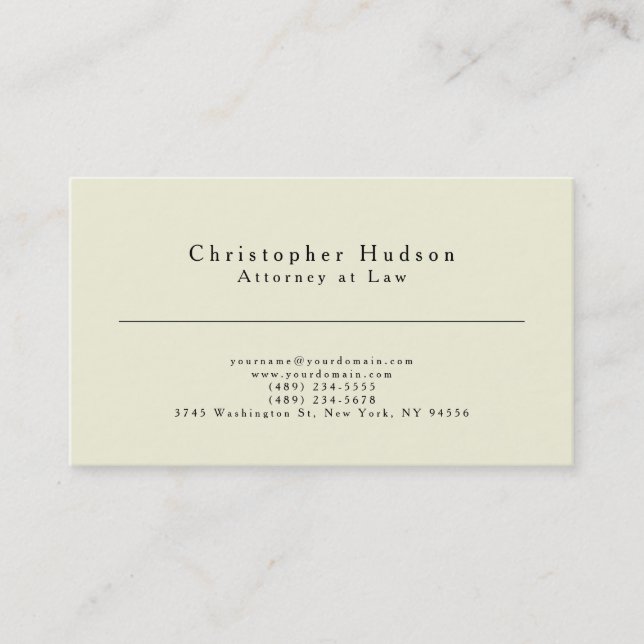 Beige Color Simple Plain Minimalist Business Card (Front)