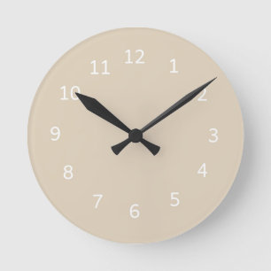 Beige Colour Camel Warm Neutral Minimalist Design Round Clock