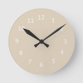 Beige Colour Camel Warm Neutral Minimalist Design Round Clock