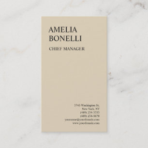 Beige Colour Modern Bold Minimalist Professional Business Card