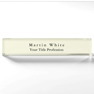 Beige Colour Plain Elegant Professional Modern Nameplate