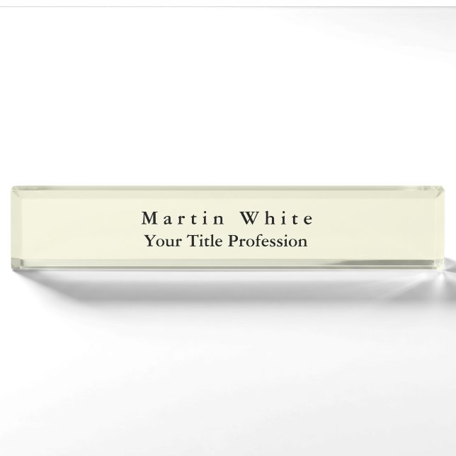 Beige Colour Plain Elegant Professional Modern Nameplate (Front)