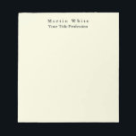 Beige Colour Plain Elegant Professional Modern Notepad<br><div class="desc">Simple,  modern,  minimalist design for companies. This template can be customised to meet all professional occupations.</div>