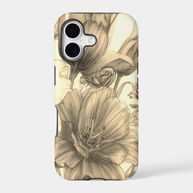 Beige Coloured Blooming Flowers On An iPhone (Back)