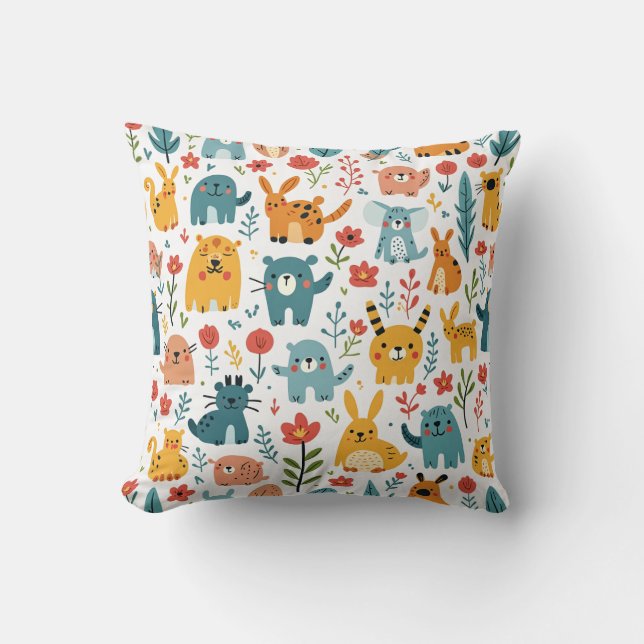 beige coloured pillow cushions with animals (Front)