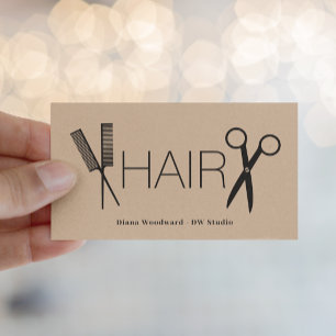 Beige Comb Scissors Hairdressers Business Card