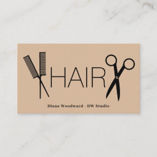 Beige Comb Scissors Hairdressers Business Card