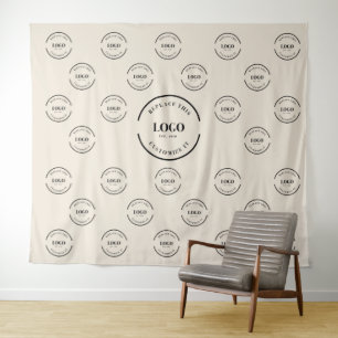 Beige Company Logo backdrop Instant step & repeat Tapestry