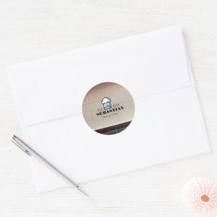 Beige Concrete Wall Brick Bakery Shop Logo Classic Round Sticker