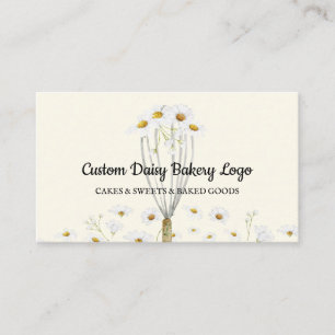 Beige Cooking Whisk in Daisy Flower Pastry Chef Business Card