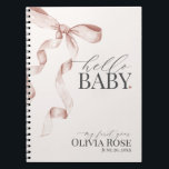 Beige Coquette Bow Girl Baby Gift My First Year Notebook<br><div class="desc">Elevate your baby shower with this Coquette Beige Bow Party Decor! This timeless design adds a touch of elegance and charm to any event, featuring a beautifully crafted bow adorned with delicate gold and beige hues. This collection is sure to impress your guests and create lasting memories and perfect for...</div>