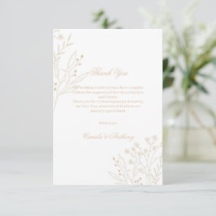 Beige Corner Floral Boho Wedding Thank You Card