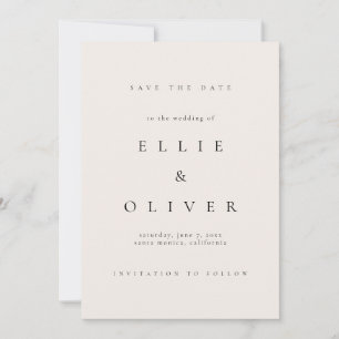 Beige Cream and Black Elegant Boho Save the Date Invitation