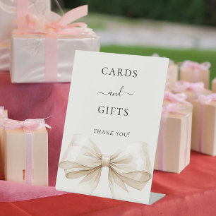 Beige cream bow ivory girl cards gifts sign
