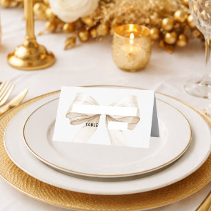 Beige cream Bow Place Cards Elegant Folded