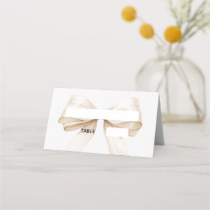 Beige cream Bow Place Cards Elegant Folded