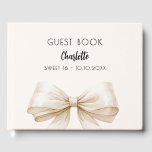 Beige cream bow SWEET 16 Guest Book<br><div class="desc">A beig,  cream background colour. Decorated with a large bow.  Personalise and add your name,  text.</div>