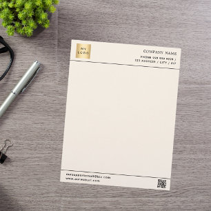 Beige cream business company logo QR code Custom Letterhead